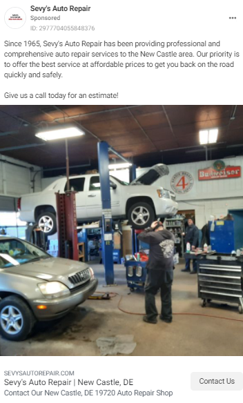 facebook ad for auto repair