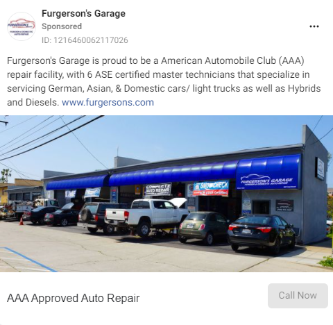 facebook ad for auto repair