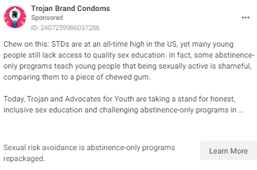 Best Facebook Condom Ads Example. 